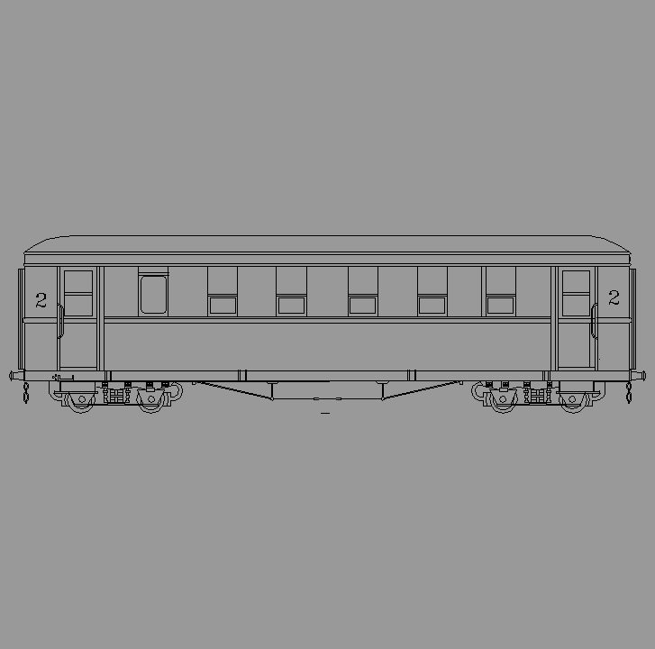 Bloque Autocad Vista de Vagón Tren diseño 06 en Perfil